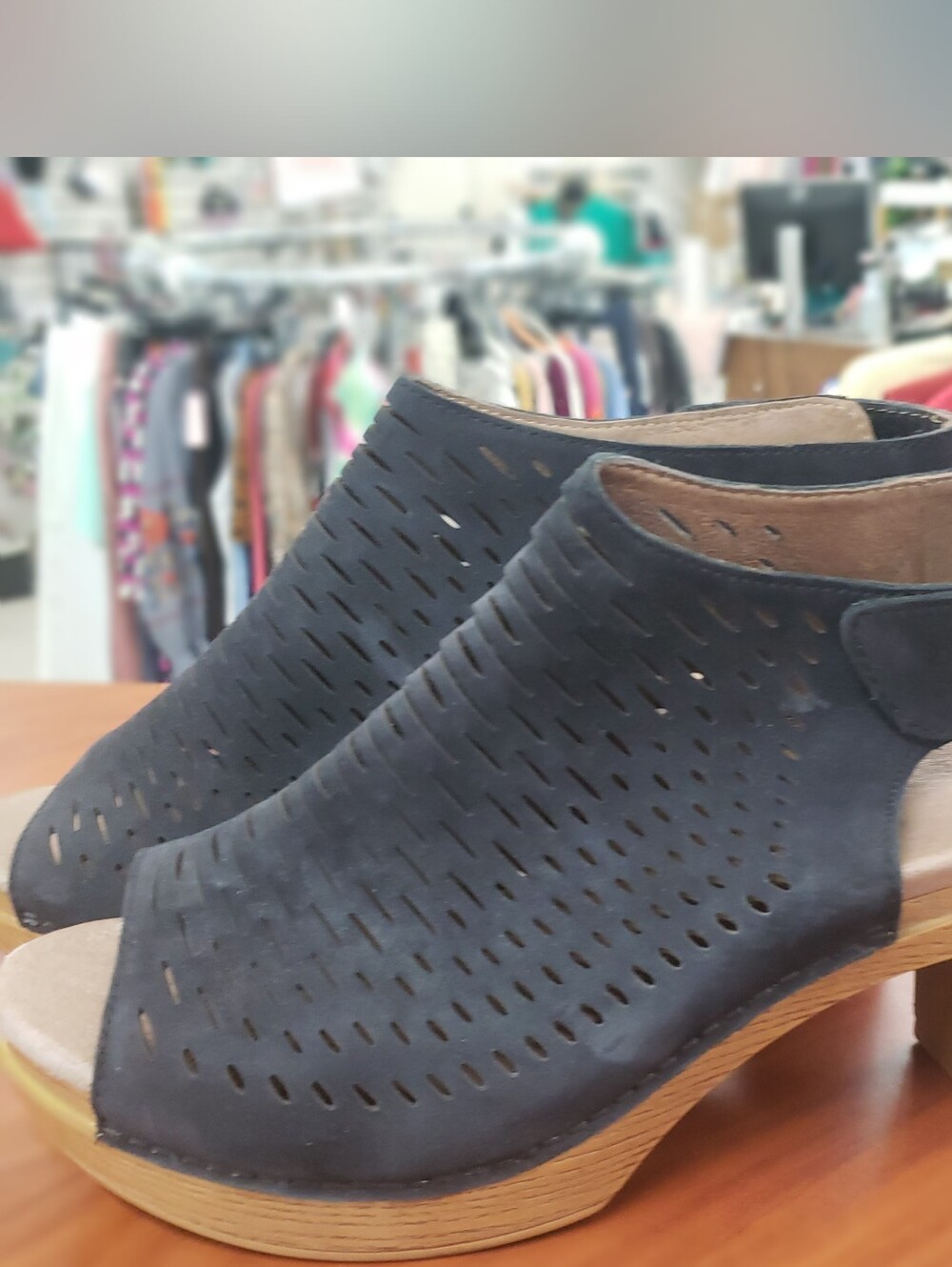 Dansko Danae Milled Nubuck Cutout Leather Peep Toe Block Heel Sandals